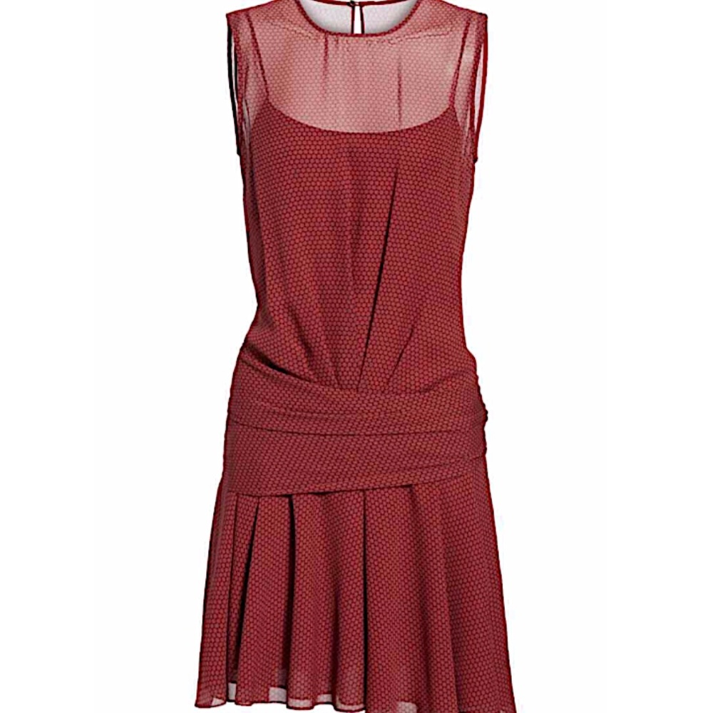Drape Flounce Mini Black Mulberry Dot Chiffon Silk Dress
